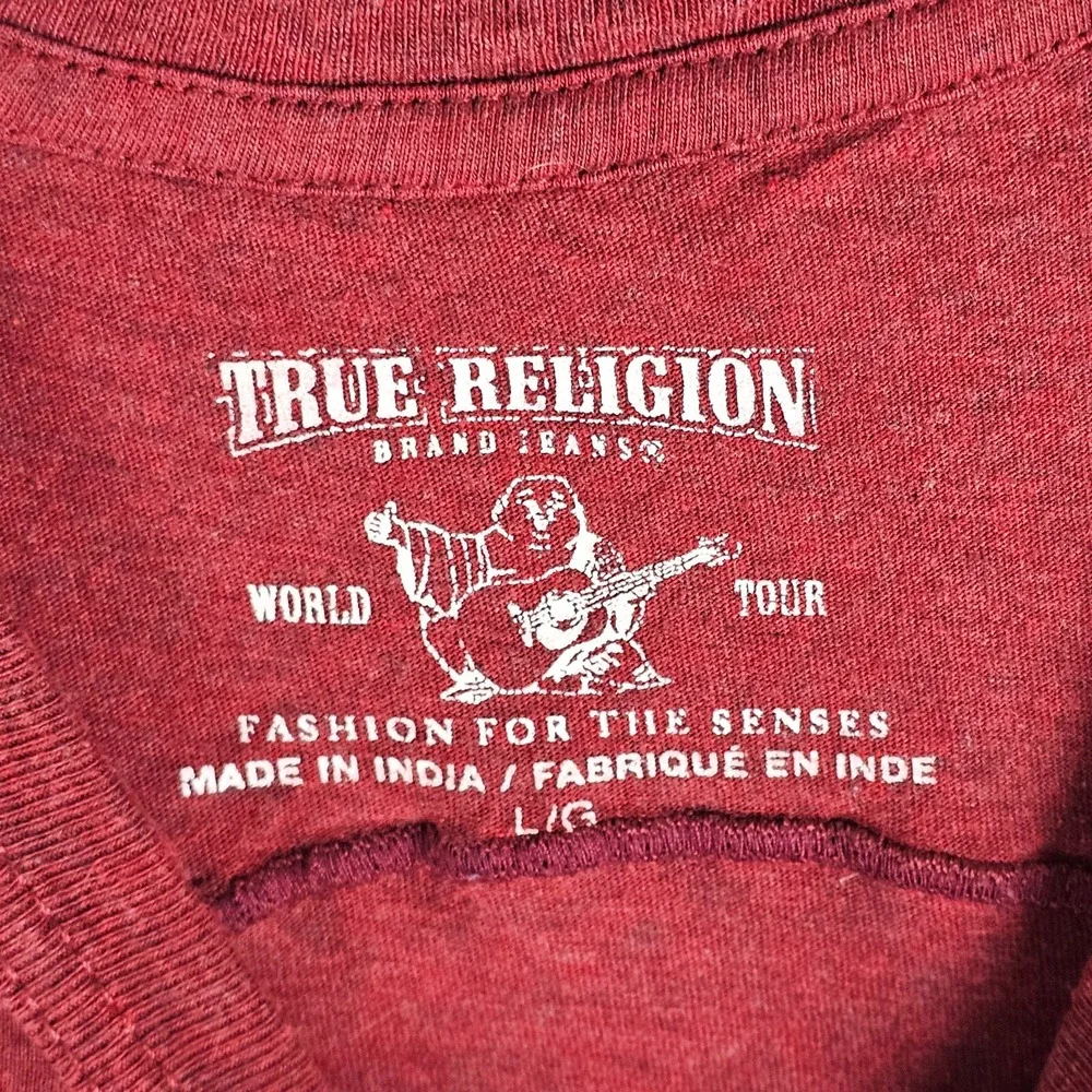 True Religion Original Buddha Brand Tee Shirt Mens Large Gray Crew Neck Logo
